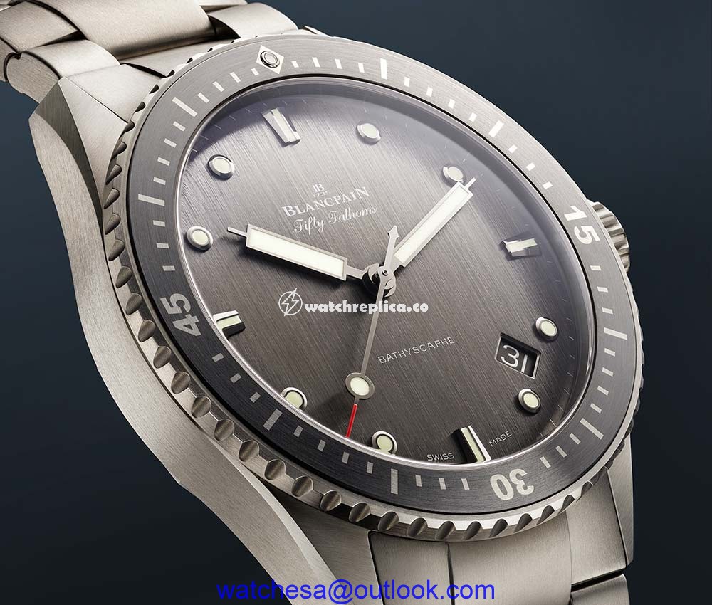 blancpain fifty fathoms bathyscaphe titanium closeup