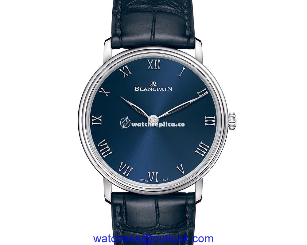 blancpain villeret ultrathin blue closeup
