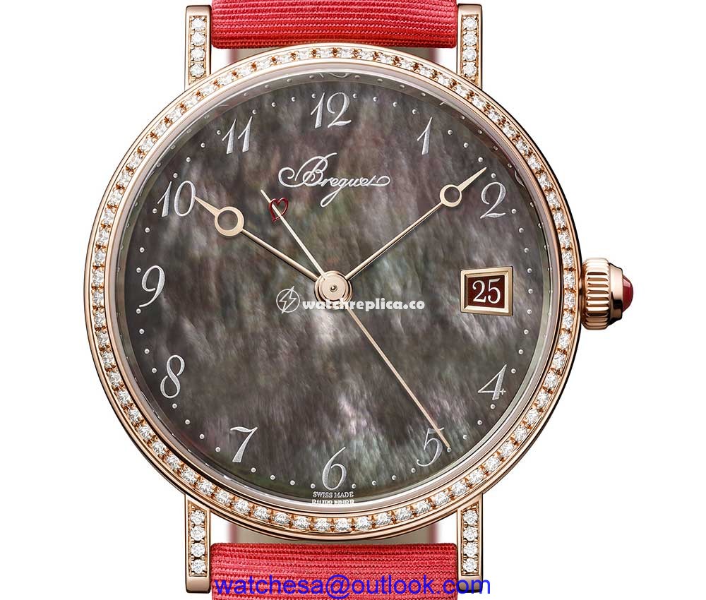 breguet classique 9065 limited nacre tahiti closeup