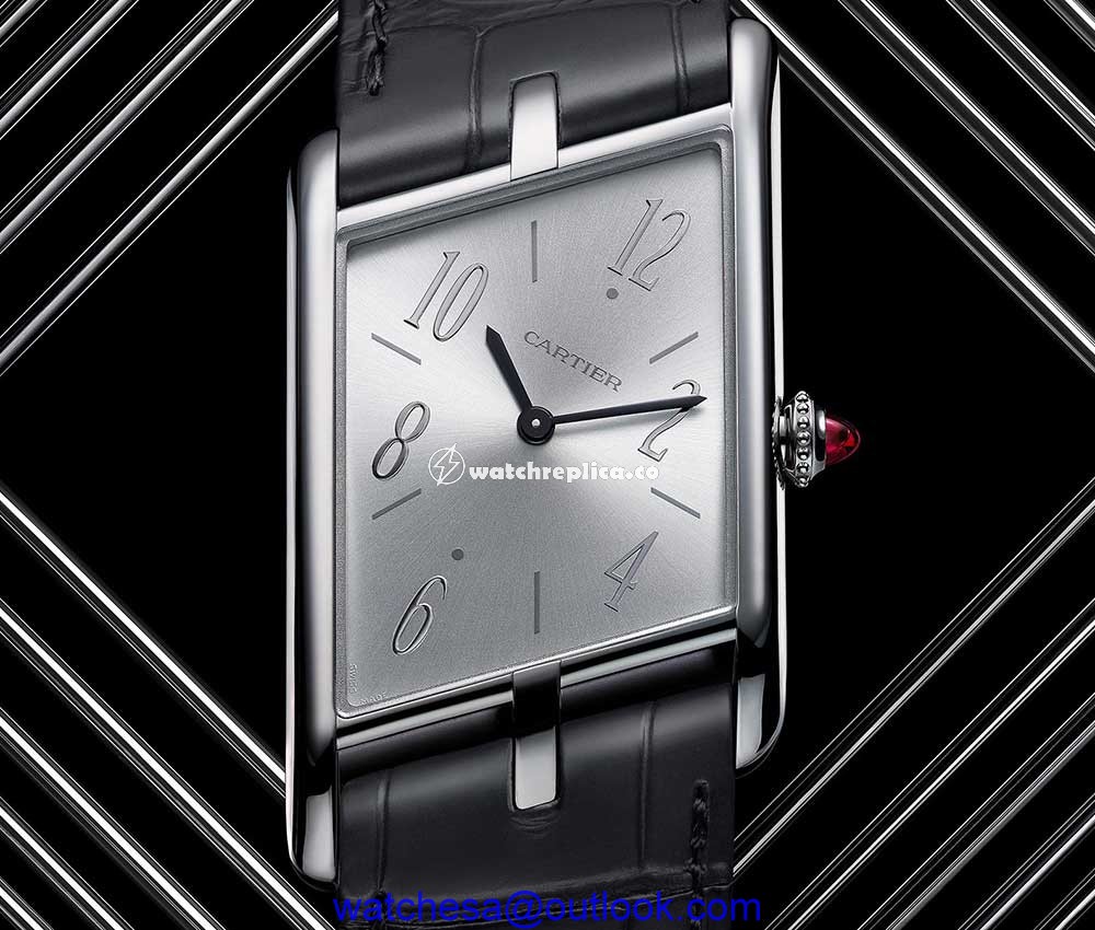 cartier tank asymetrique platinium closeup