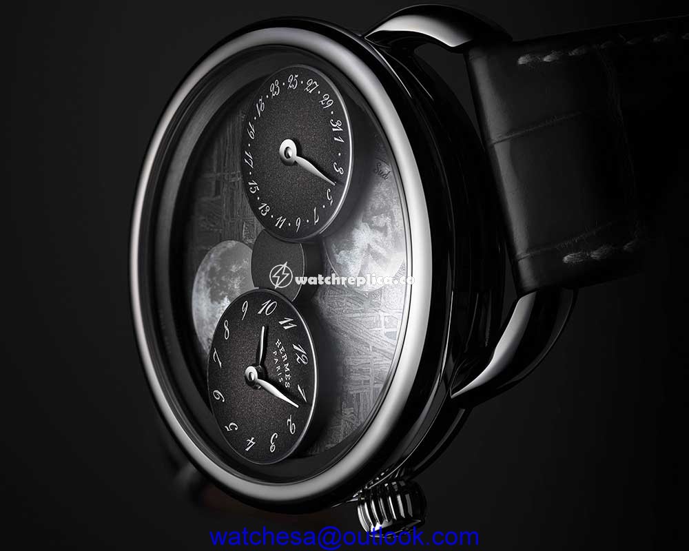 hermes arceau heure de la lune closeup meteorite