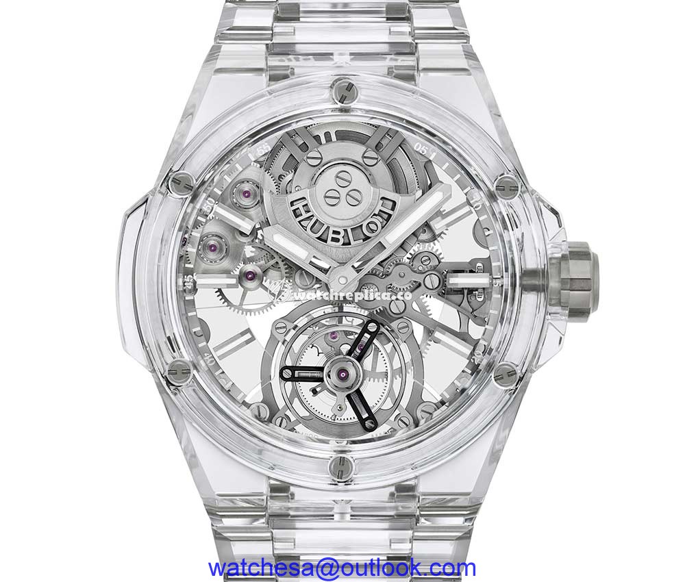 hublot big bang integral tourbillon full sapphire closeup