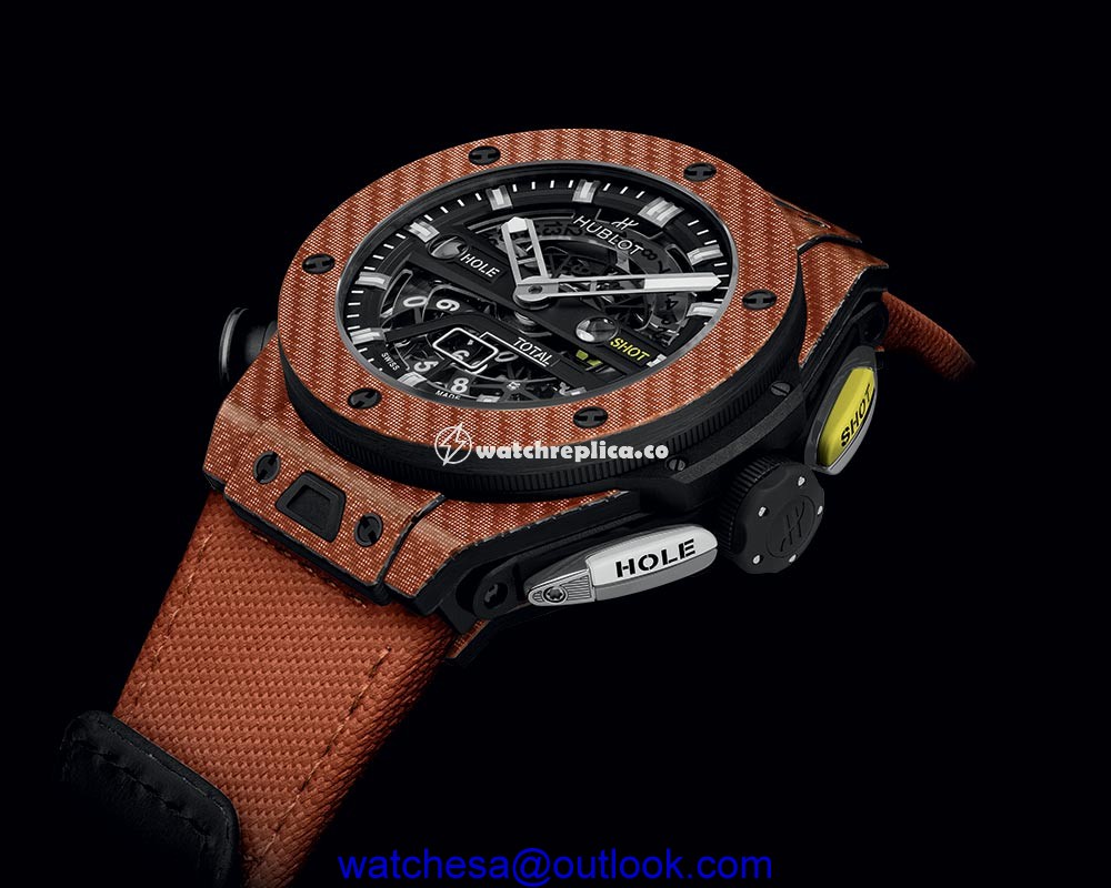 hublot big bang unico golf orange carbon closeup
