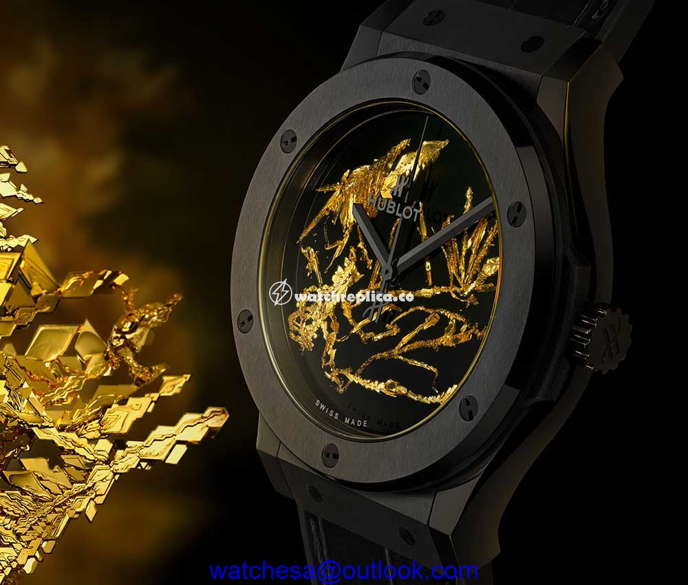 hublot classic fusion gold crystal closeup
