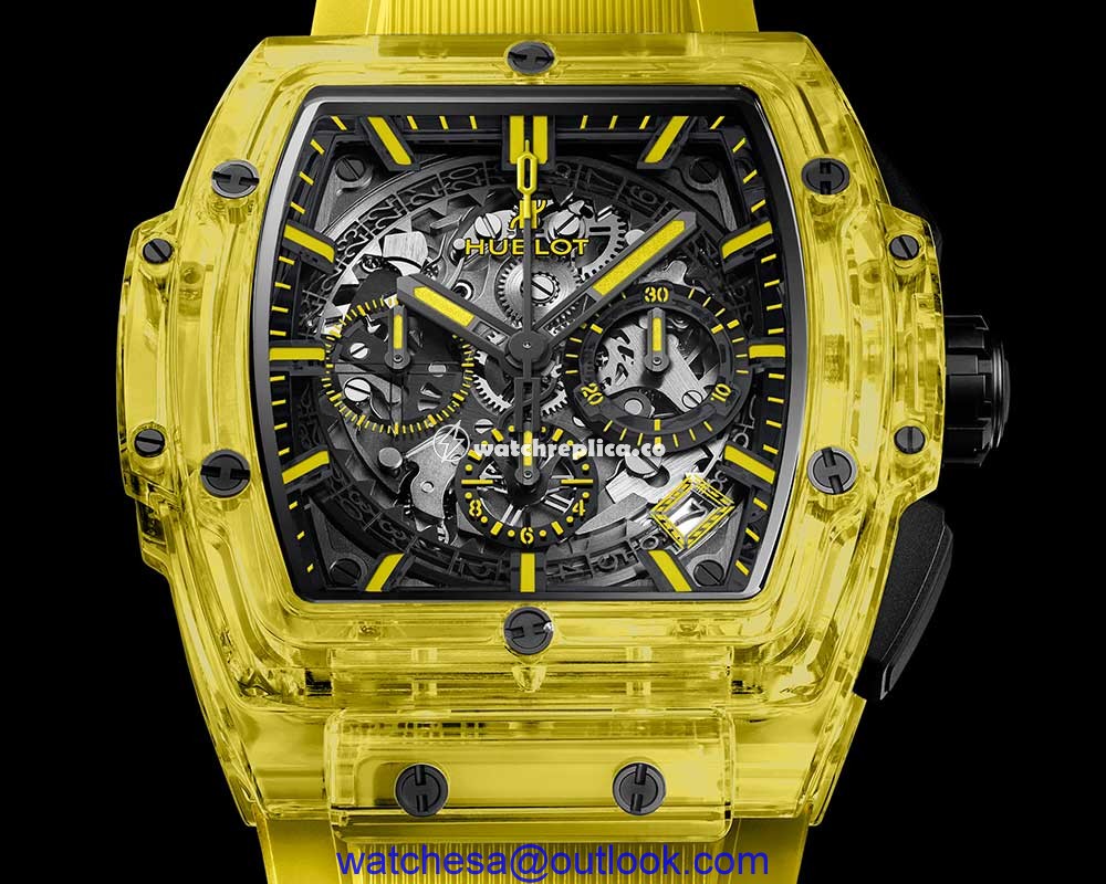 hublot spirit big bang yellow sapphire closeup