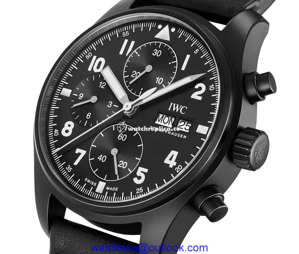 iwc pilots watch chronograph tribute 3705 side black