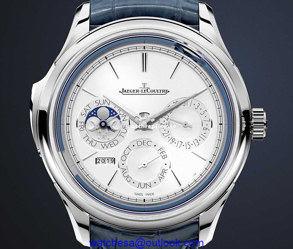 jaeger lecoultre master grande tradition minutes repeater perpetual white dial closeup