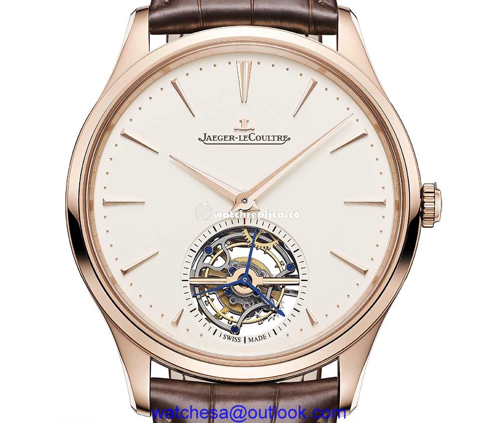 jaeger-lecoultre master ultrathin tourbillon pinkgold closeup