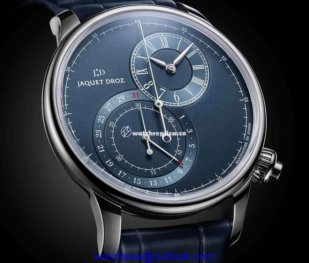 jaquet droz grande seconde chronograph blue dial
