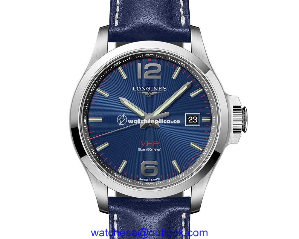 longines vhp conquest leather closeup