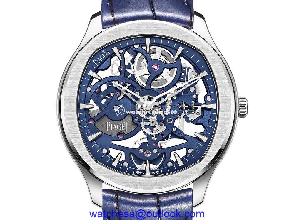 piaget polo skeleton closeup blue version