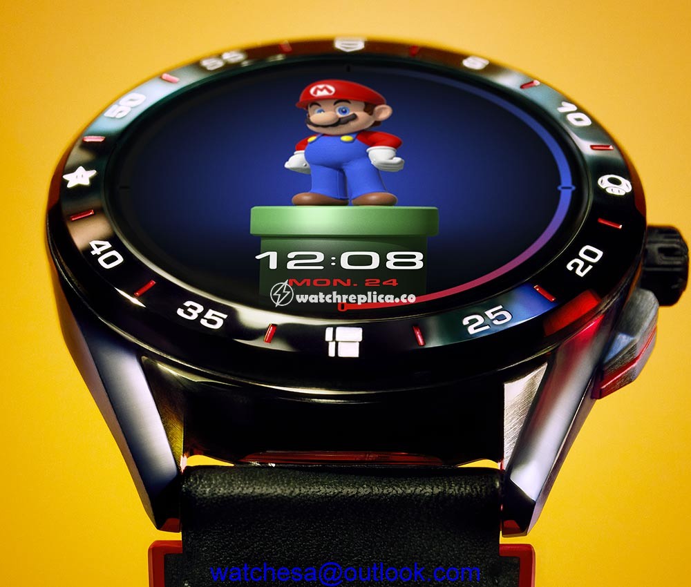tag heuer connected super mario closeup
