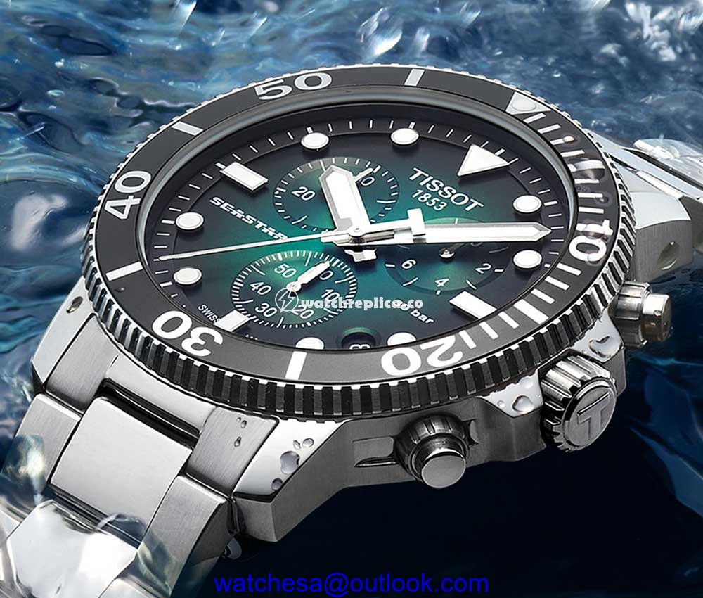 tissot seastar chrono quartz closeup