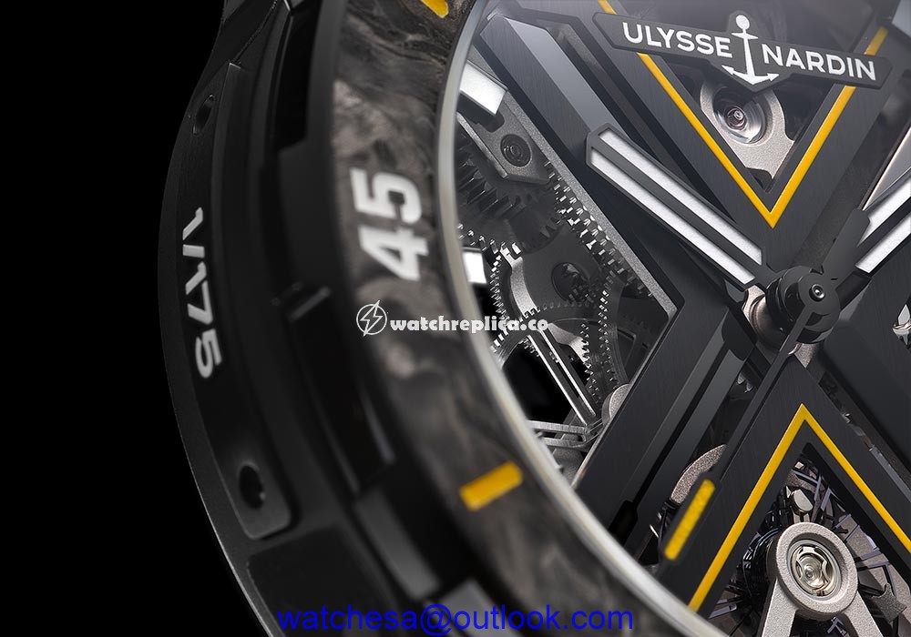 ulysse nardin diver skeleton black seddiqi edition closeup number plate
