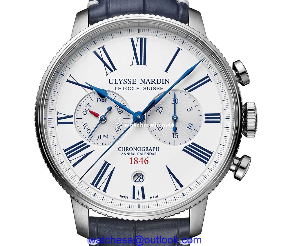 ulysse nardin marine torpilleur annual chronograph closeup