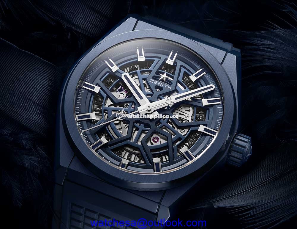 zenith defy classic ceramic closeup blue dial