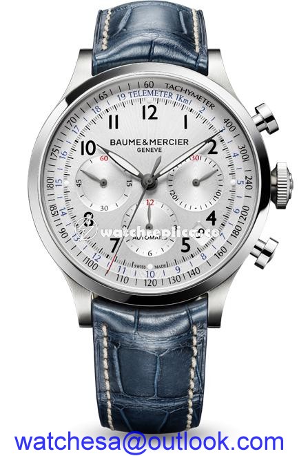 Baume & Mercier Capeland Chronograph 44 Silver / Alligator 10063 Baume & Mercier Capeland Chronograph 44 Silver / Alligator 10063
