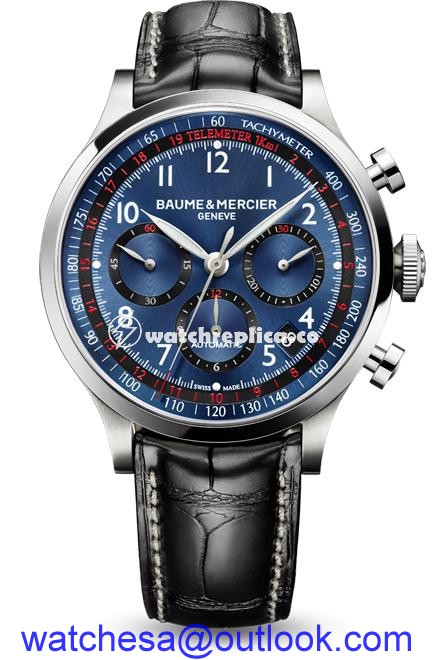 Baume & Mercier Capeland Chronograph 44 Blue / Alligator 10065 Baume & Mercier Capeland Chronograph 44 Blue / Alligator 10065