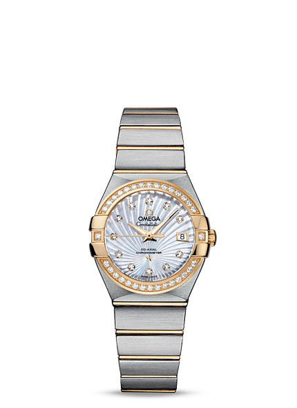 Omega Constellation 27mm Co-Axial Brushed Two Tone / Diamond Bezel / MOP Supernova 123.25.27.20.55.002 Omega Constellation 27mm Co-Axial Brushed Two Tone / Diamond Bezel / MOP Supernova 123.25.27.20.55.002