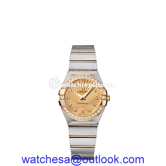 Omega Constellation 27mm Quartz Brushed Two Tone / Diamond Bezel / Champagne Supernova 123.25.27.60.58.001 Omega Constellation 27mm Quartz Brushed Two Tone / Diamond Bezel / Champagne Supernova 123.25.27.60.58.001