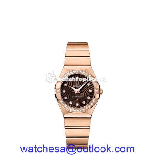 Omega Constellation 27mm Quartz Brushed Red Gold / Diamond Bezel / Brown Supernova. 123.55.27.60.63.001 Omega Constellation 27mm Quartz Brushed Red Gold / Diamond Bezel / Brown Supernova. 123.55.27.60.63.001