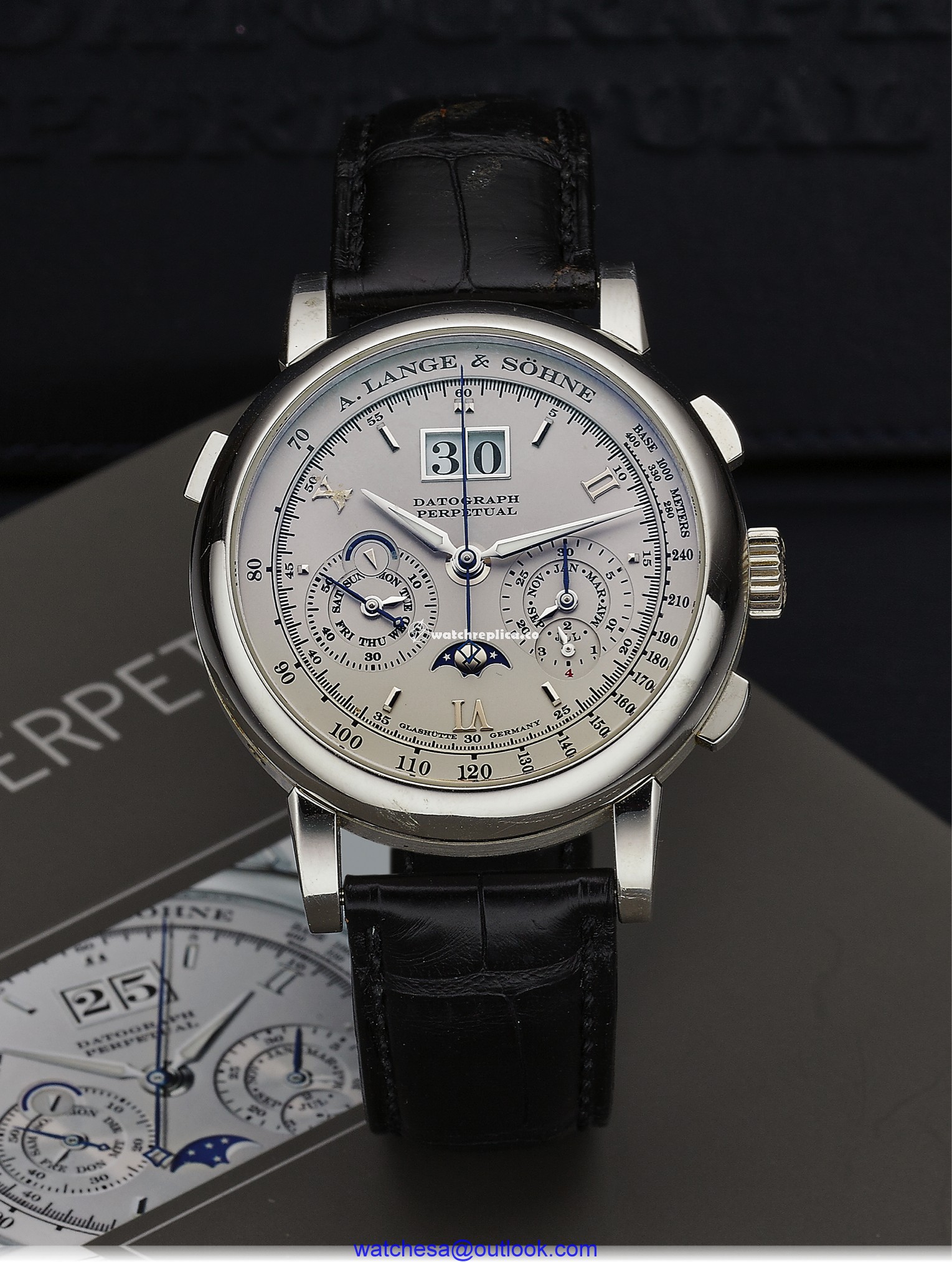 A. Lange & Sohne Datograph Perpetual Platinum / Silver 410.025 A. Lange & Sohne Datograph Perpetual Platinum / Silver 410.025