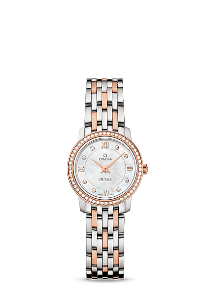 Omega Deville Prestige Quartz Ladies 24.5mm Two Tone Red / Diamond 424.25.24.60.55.002 Omega Deville Prestige Quartz Ladies 24.5mm Two Tone Red / Diamond 424.25.24.60.55.002