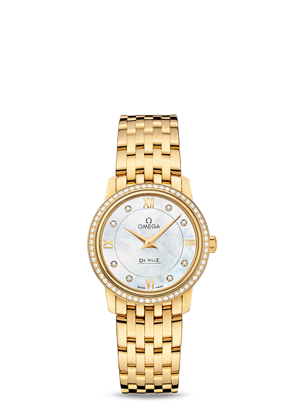 Omega Deville Prestige Quartz 27mm Gold / Diamond / MOP 424.55.27.60.55.001 Omega Deville Prestige Quartz 27mm Gold / Diamond / MOP 424.55.27.60.55.001