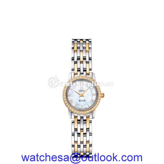 Omega Deville Prestige Quartz 22mm Two Tone / Diamond / Roman MOP 4375.71.00 Omega Deville Prestige Quartz 22mm Two Tone / Diamond / Roman MOP 4375.71.00