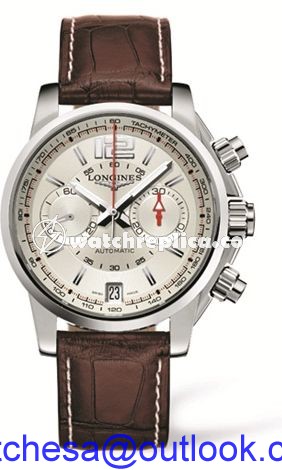 Longines Admiral Chronograph Silver Brown Strap L3.666.4.76.3 Longines Admiral Chronograph Silver Brown Strap L3.666.4.76.3