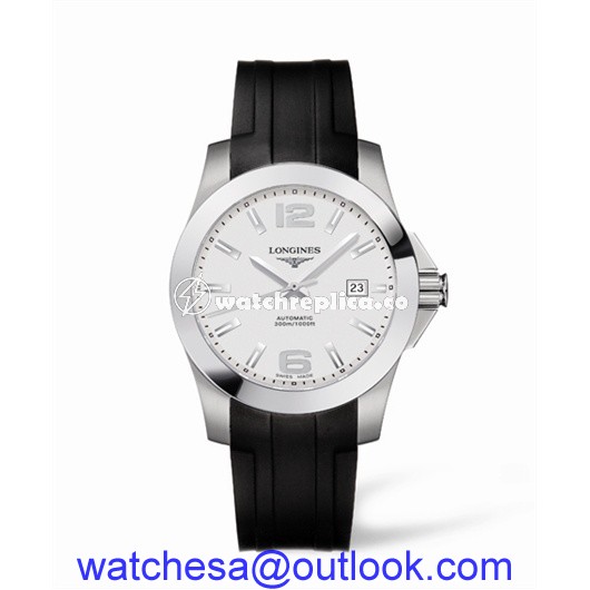 Longines Conquest Automatic 41mm Silver Rubber L3.658.4.76.2 Longines Conquest Automatic 41mm Silver Rubber L3.658.4.76.2