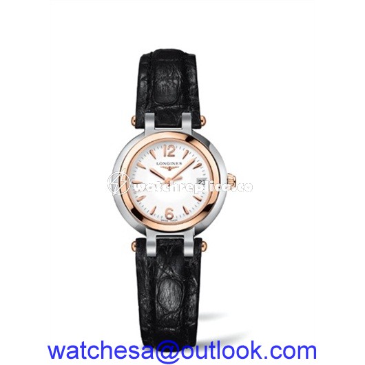 Longines PrimaLuna Quartz 26.5 Two Tone Pink Leather Arabic L8.110.5.16.2 Longines PrimaLuna Quartz 26.5 Two Tone Pink Leather Arabic L8.110.5.16.2