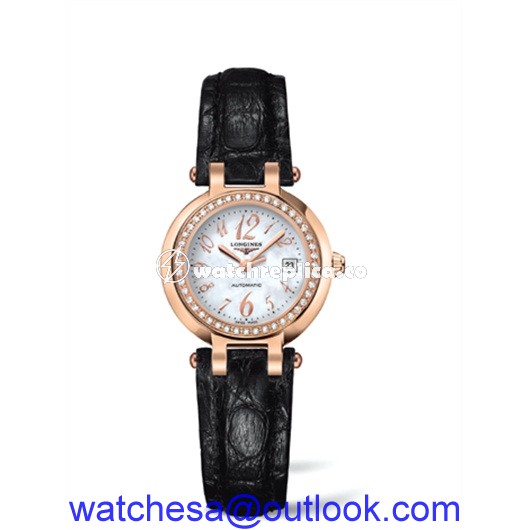Longines PrimaLuna Automatic 26.5 Pink Gold Diamond Leather Funky MOP L8.111.9.83.2 Longines PrimaLuna Automatic 26.5 Pink Gold Diamond Leather Funky MOP L8.111.9.83.2