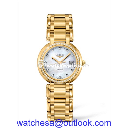 Longines PrimaLuna Automatic 30 Yellow Gold Diamond MOP L8.113.7.87.6 Longines PrimaLuna Automatic 30 Yellow Gold Diamond MOP L8.113.7.87.6